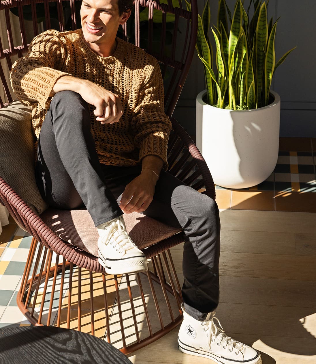 young adult relaxing at home